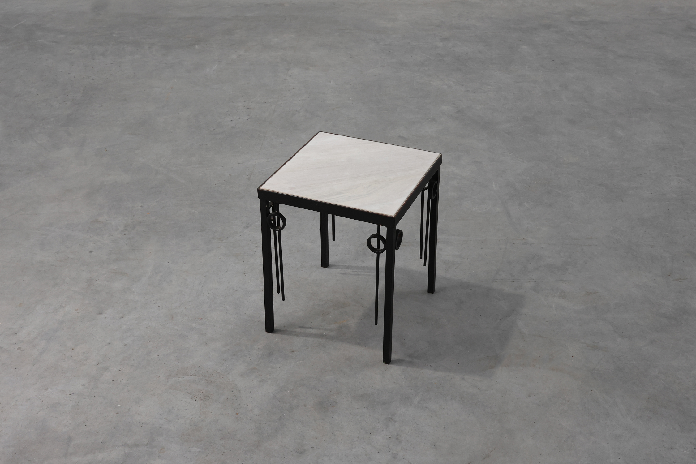 Pia Manu square Cast Iron and Marble Side Table, Belgium 1960sthumbnail